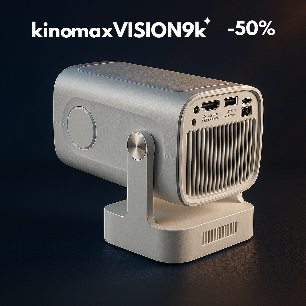 Kinomax VISION 9K™ – Rewolucyjny Projektor z Androidem, Głosem i Auto-Fokusem
