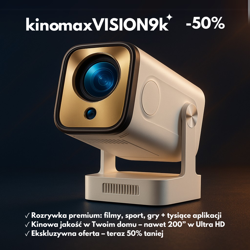 Kinomax VISION 9K™ – Rewolucyjny Projektor z Androidem, Głosem i Auto-Fokusem