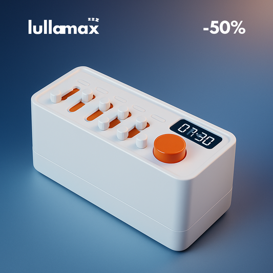 LULLAMAX™ – Inteligentna maszyna snu z ciepłym światłem, dźwiękami natury i głośnikiem Bluetooth